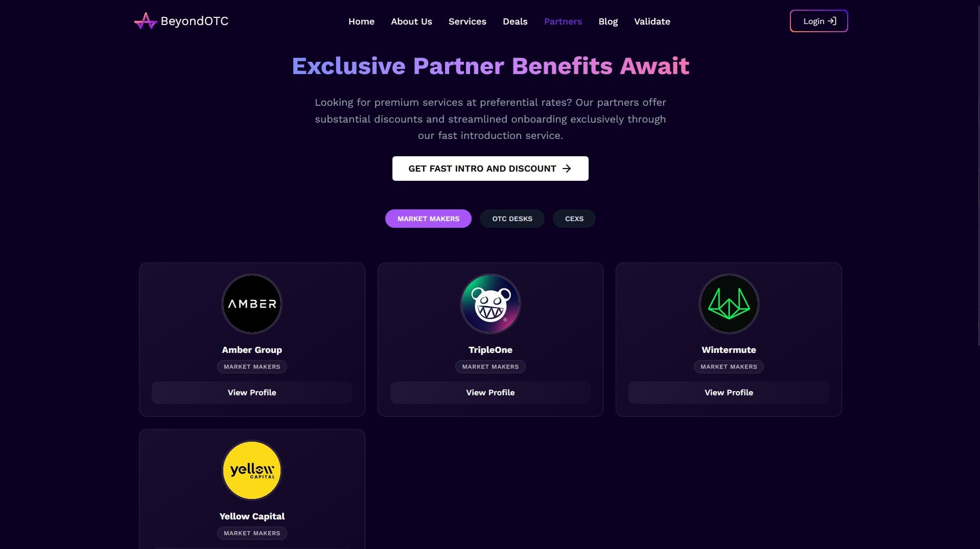 BeyondOTC — Cryptocurrency Platform project screenshot