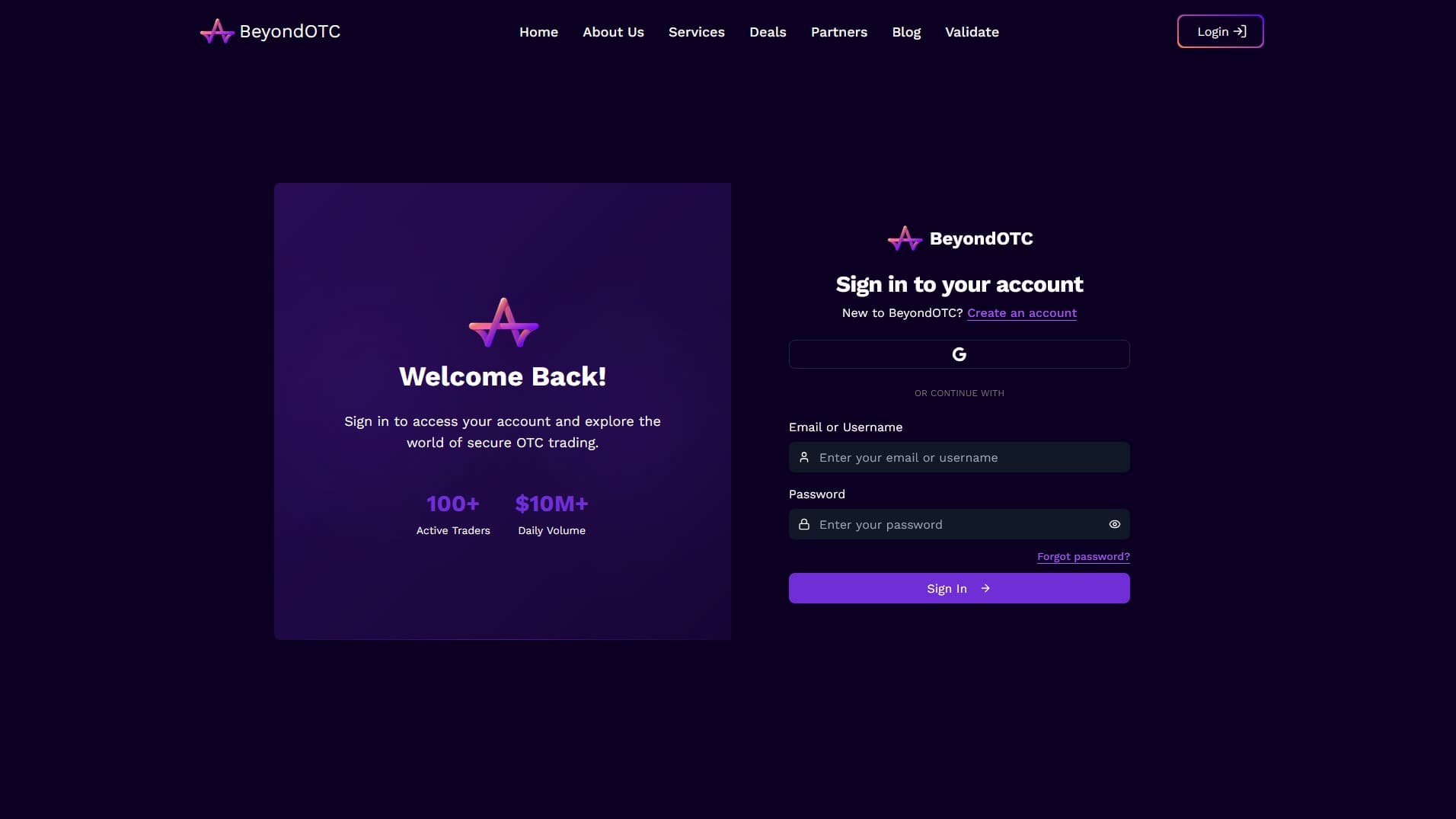 BeyondOTC — Cryptocurrency Platform project screenshot