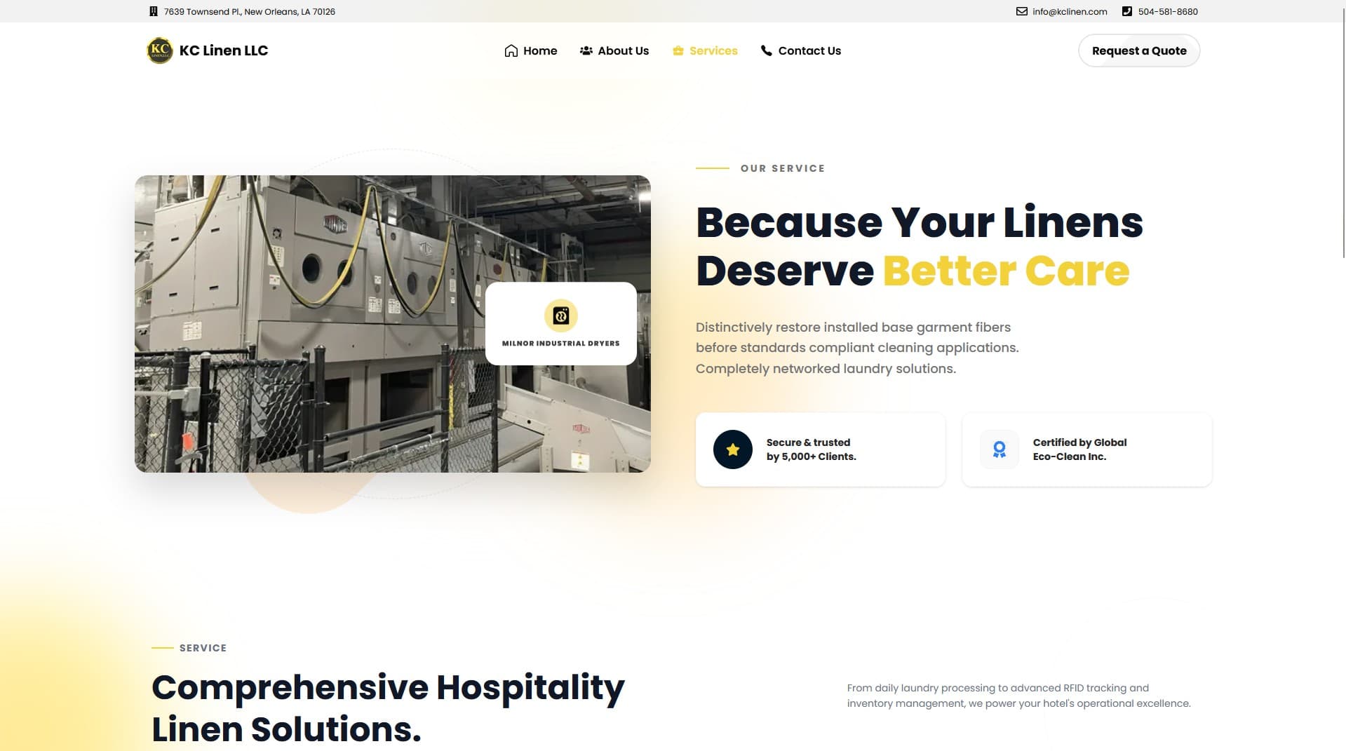 KC LINEN LLC — Industrial Washing Platform project screenshot
