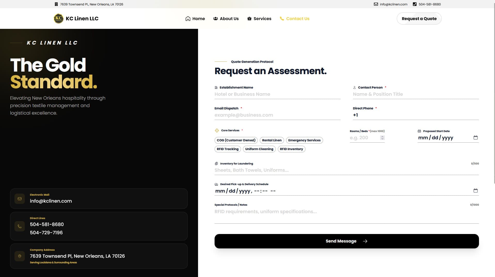 KC LINEN LLC — Industrial Washing Platform project screenshot