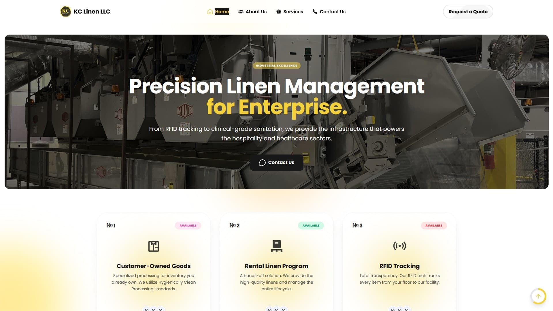 KC LINEN LLC — Industrial Washing Platform project screenshot
