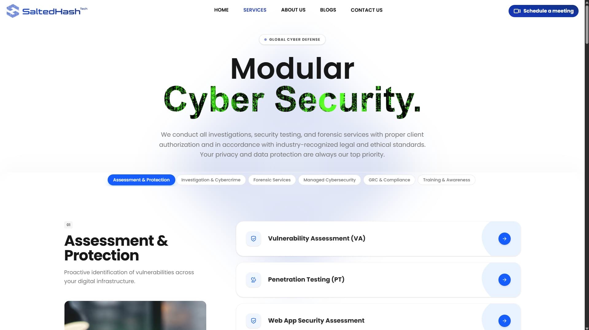 Salted Hash Tech — Cyber Security Website project screenshot